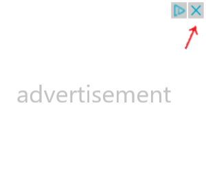 sample ad with blue X