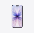 薰衣草紫色 iPhone 17 的正面外觀，展示頂部中央的動態島
