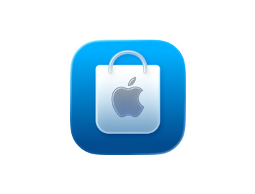 Apple Store App，藍色購物袋圖像。