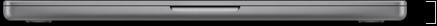 Vista de la parte frontal de una MacBook Pro de 14 pulgadas cerrada