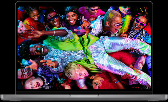 Imagen de una MacBook Pro de 14 pulgadas que destaca la pantalla Liquid Retina XDR