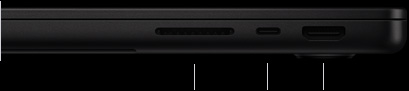 MacBook Pro de 14 pulgadas con chip M5 Pro o M5 Max, cerrada, lado derecho, con una ranura para tarjeta SDXC, un puerto Thunderbolt 5 y un puerto HDMI